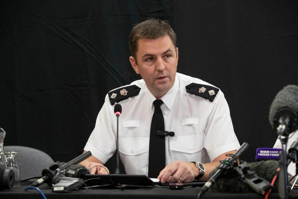 Graeme Robson, Chief Superintendent Merseyside Police, at the press conference at Birkenhead Town Hall (PA)