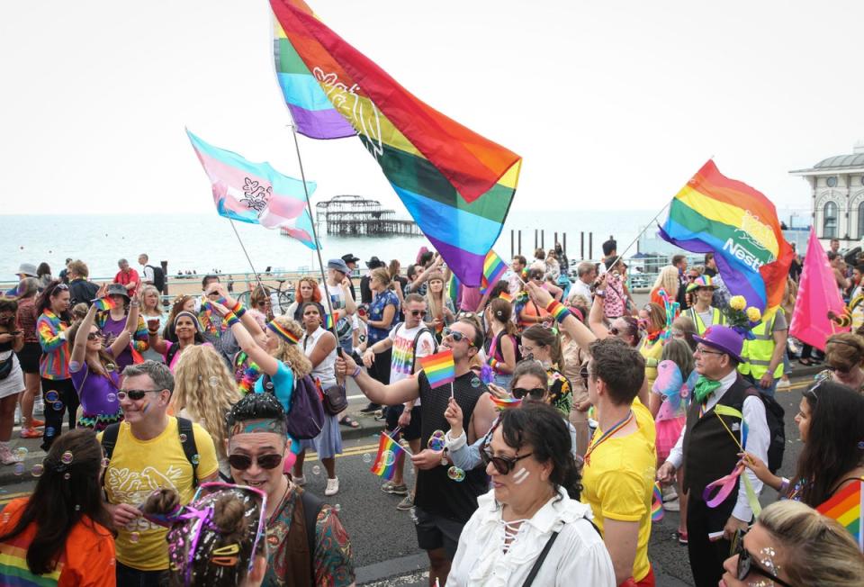 Thousands took to the streets for the Brighton pride festival. (PA)