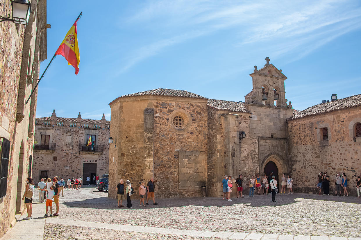 Plaza de las Veletas in Cáceres, Spain played host to House of the Dragon. (Getty)