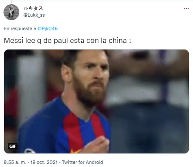 Messi fue puesto como el protector de Rodrigo De Paul en las redes, luego de que se vinculara al jugador con la China Suárez