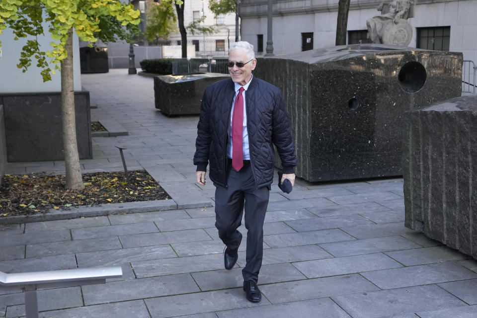 Joseph Bankman, parent of FTX founder Sam Bankman-Fried, arrives at the Manhattan federal court in New York, Tuesday, Oct. 31, 2023. (AP Photo/Seth Wenig)