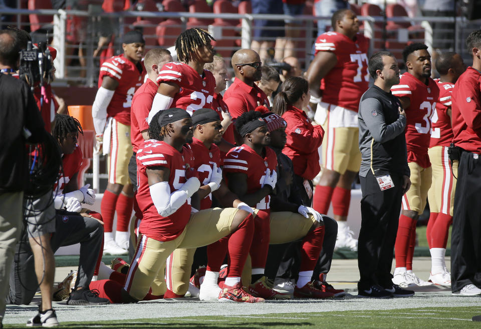 San Francisco 49ers are protesting, but also taking action. (AP)