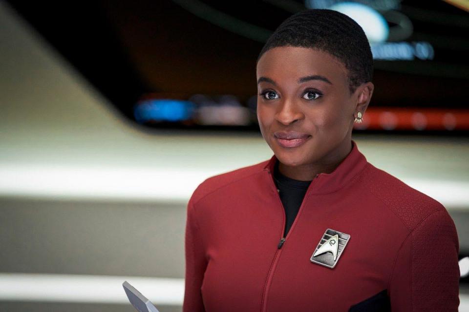 Celia Gooding as Uhura on "Star Trek: Strange New Worlds."