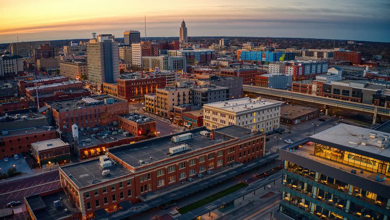 Lincoln, Nebraska, is pictured at sunset. Nebraska was ranked the top state for mental health, according to Soliant Health.