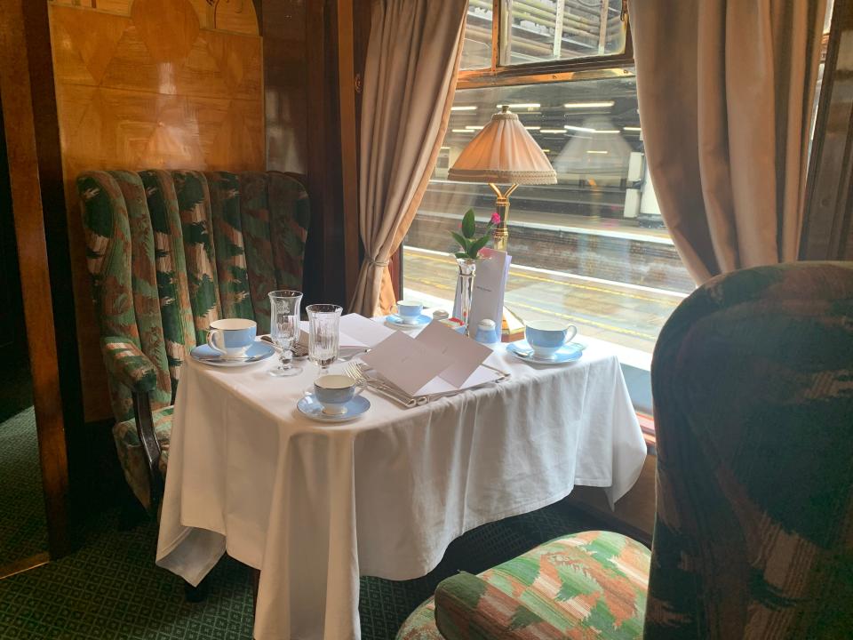 Inside the British Pullman train.