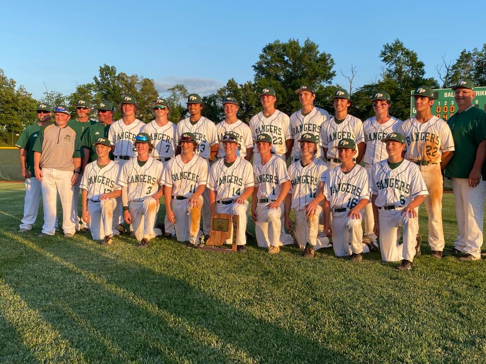 The Forest Park baseball team poses with the Class 2A sectional championship trophy after defeating Tell City 10-0 in five innings.