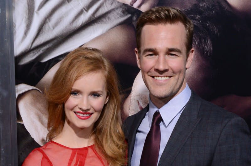 James Van Der Beek (R) and Kimberly Van Der Beek attend the Los Angeles premiere of "The Words" in 2012. File Photo by Jim Ruymen/UPI