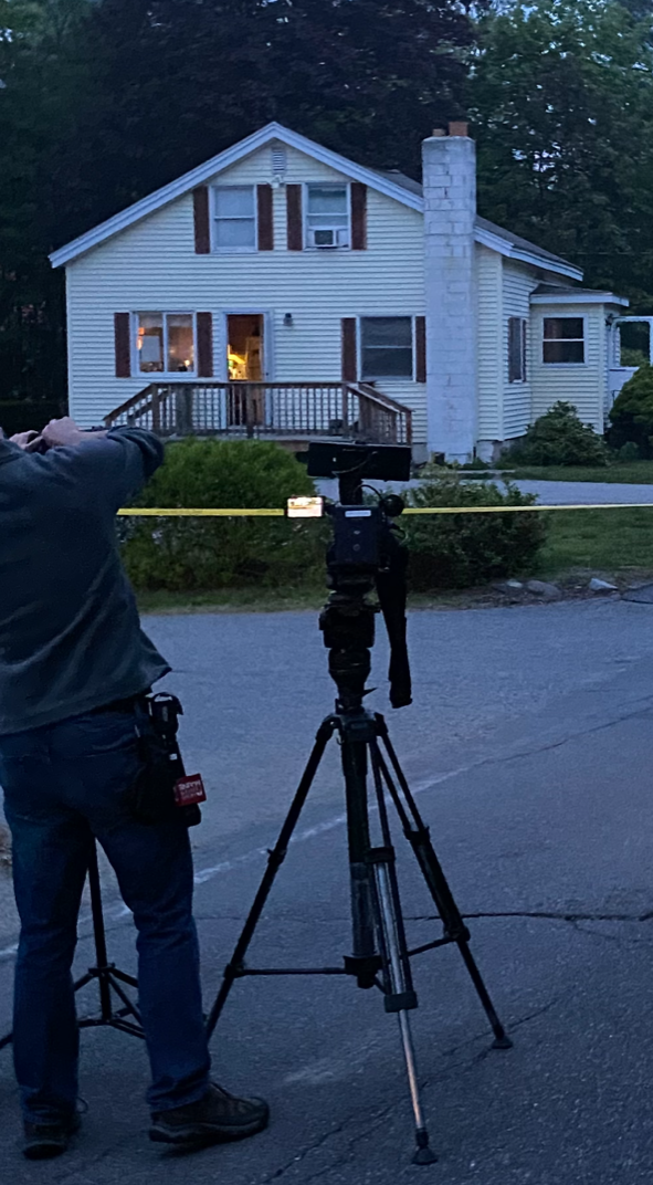 Police investigate a residence where three people were shot on Crediford Road in Wells, Maine, Saturday, May 21, 2022.