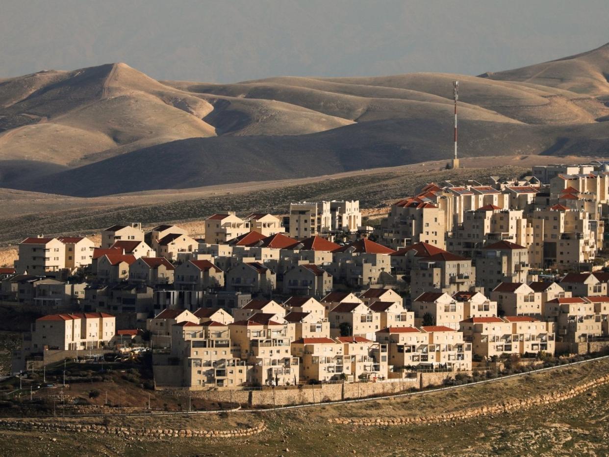 Houses in the Israeli settlement of Ma'ale Adumim, in the occupied West Bank. Airbnb implies its new policy will not distinguish between settlement listings and Palestinian listings: Reuters