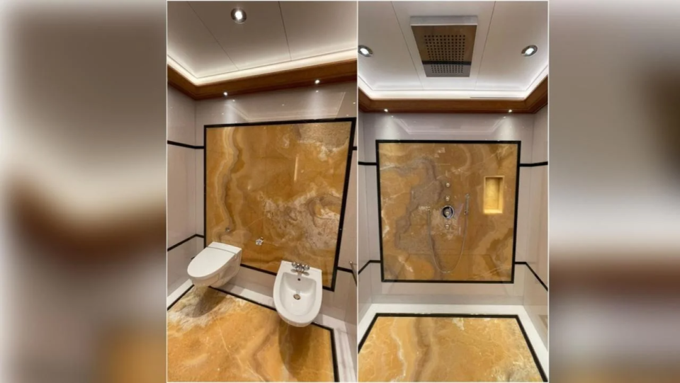 Marble decoration in the toilet and shower on Putin's yacht <span class="copyright">navalny.com</span>