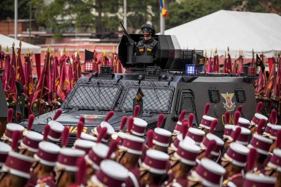 <p>Venezuelan military participates in a televised event with soldiers in Caracas, Venezuela, Aug. 4, 2018. (Photo: Miguel Gutierrez/EPA-EFE/REX/Shutterstock) </p>