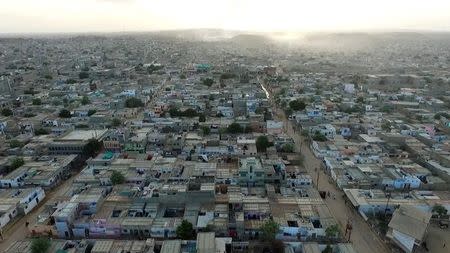 An aerial view of informal settlements in Orangi Town, Karachi, Pakistan August 26, 2016. Picture taken August 26, 2016. Thomson Reuters Foundation/Aamir Saeed