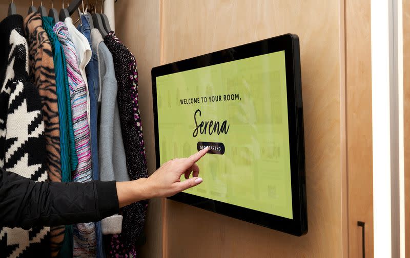 A touch screen at Amazon.com Inc's upcoming physical fashion store is seen in this undated photograph