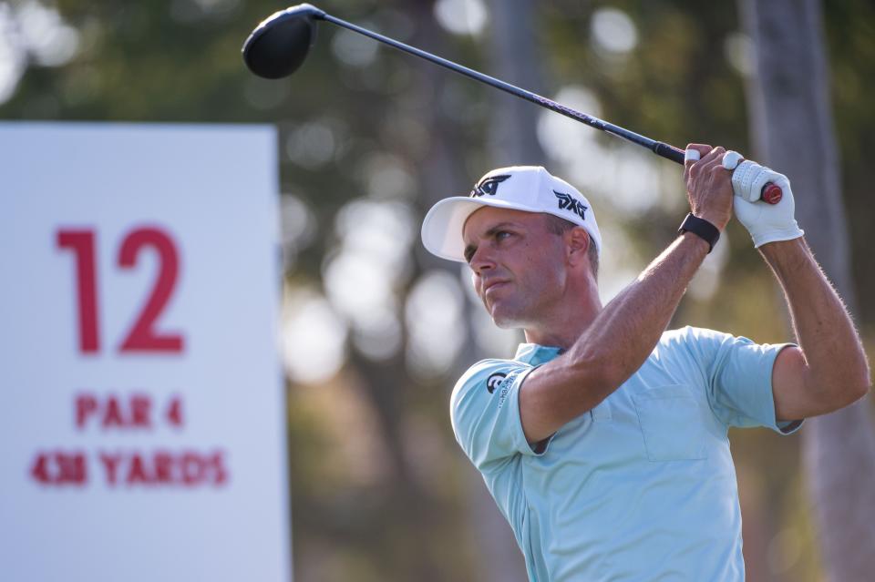 Eric Cole tees off from the 12th tee during the final round of the Honda Classic at PGA National Resort & Spa on Sunday, February 26, 2023, in Palm Beach Gardens, FL.