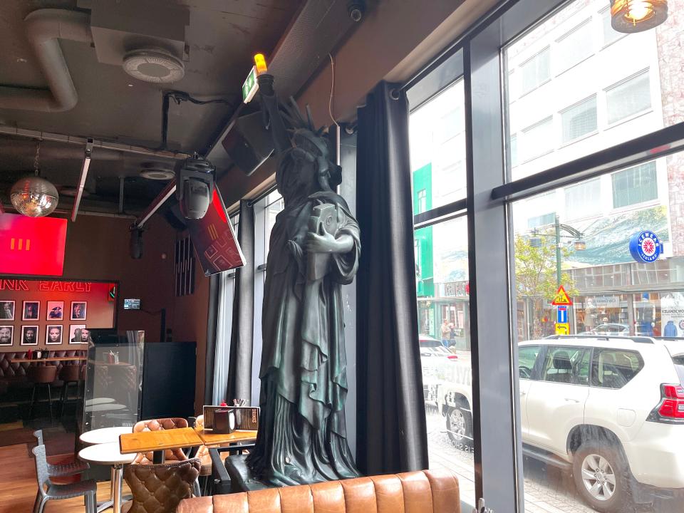 A statue of liberty in Iceland's American Bar.