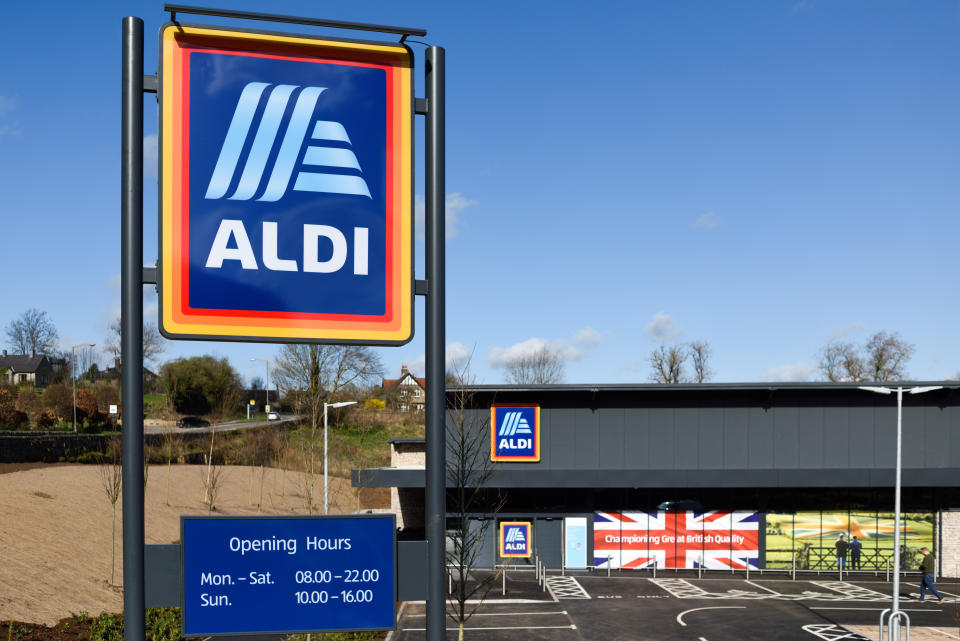 Bakewell, Derbyshire, UK. A new supermarket by the German company Aldi opened in the Peak District in the market and tourist attraction town of Bakewell.