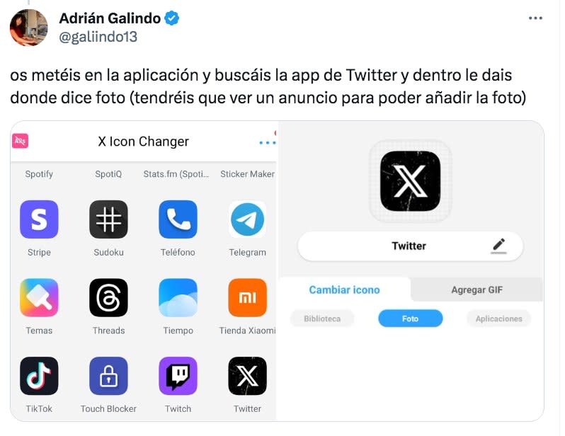 cambiar ícono Twitter