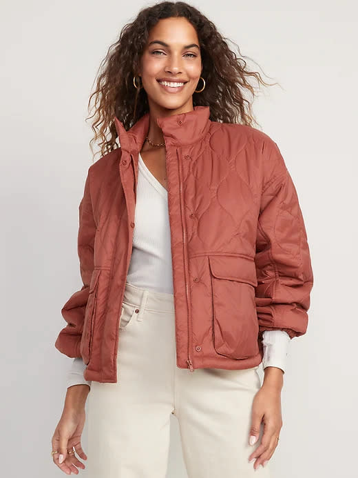 Packable Oversized Water-Resistant Quilted Jacket. Image via Old Navy.