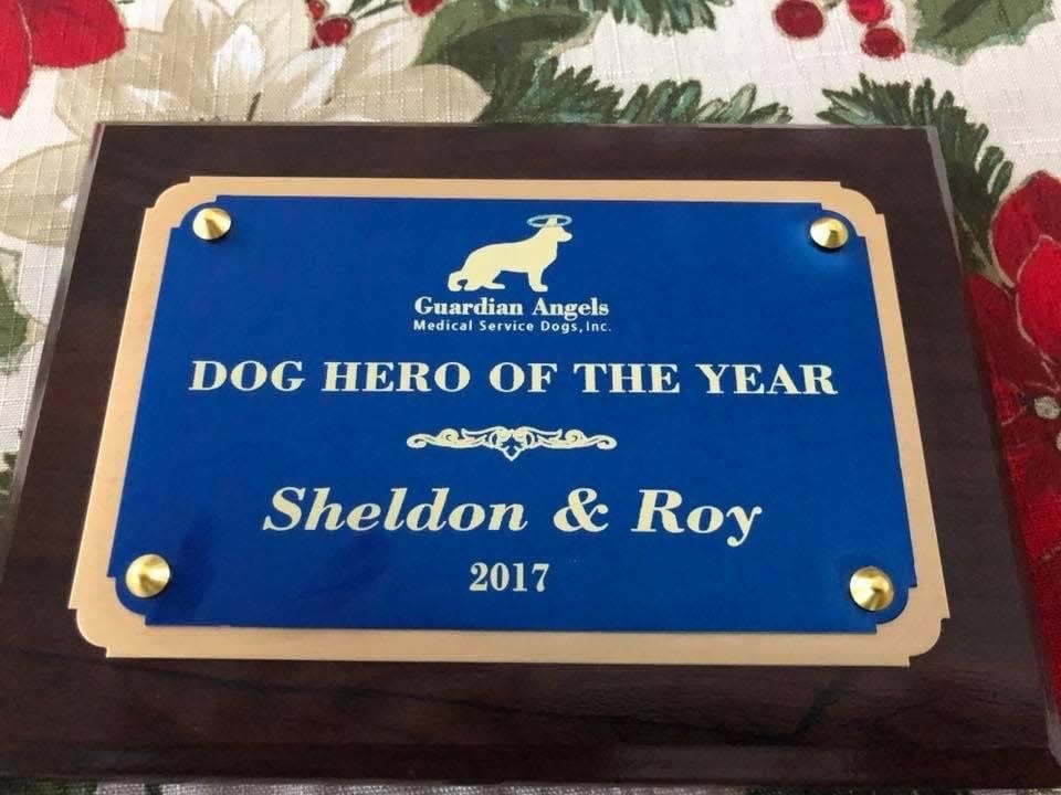 Sheldon Ewers retired service dog, Roy, was awarded Dog Hero of the Year in 2017 after he saved Ewers' life.