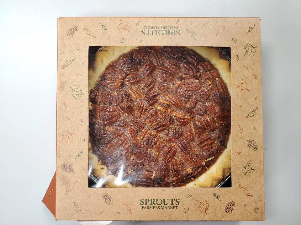 Sprouts pecan pie. $5.99 for a 22-ounce pie.