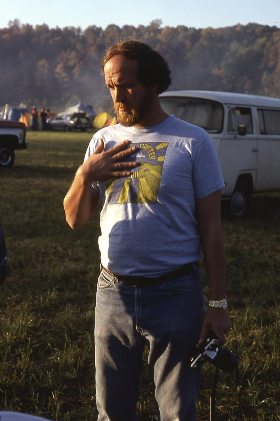 In this 1979 photograph, Jim Williams speaks during an environmental protest against the damming of the Little Tennessee River, home of the Snail Darter, in Tenn. The fish was at the center of a battle between developers of the Tellico Dam and conservationists. (Courtesy of C. Kenneth Dodd Jr. via AP)