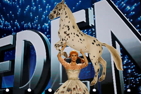 Miss Universe candidate from Sweden Ida Ovmar competes during a national costume preliminary competition in Pasay, Metro Manila, Philippines January 26, 2017. REUTERS/Erik De Castro