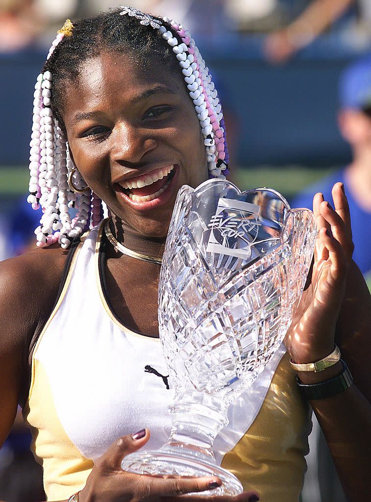 Serena Williams at the Evert Cup in 1999, beaded hair braids