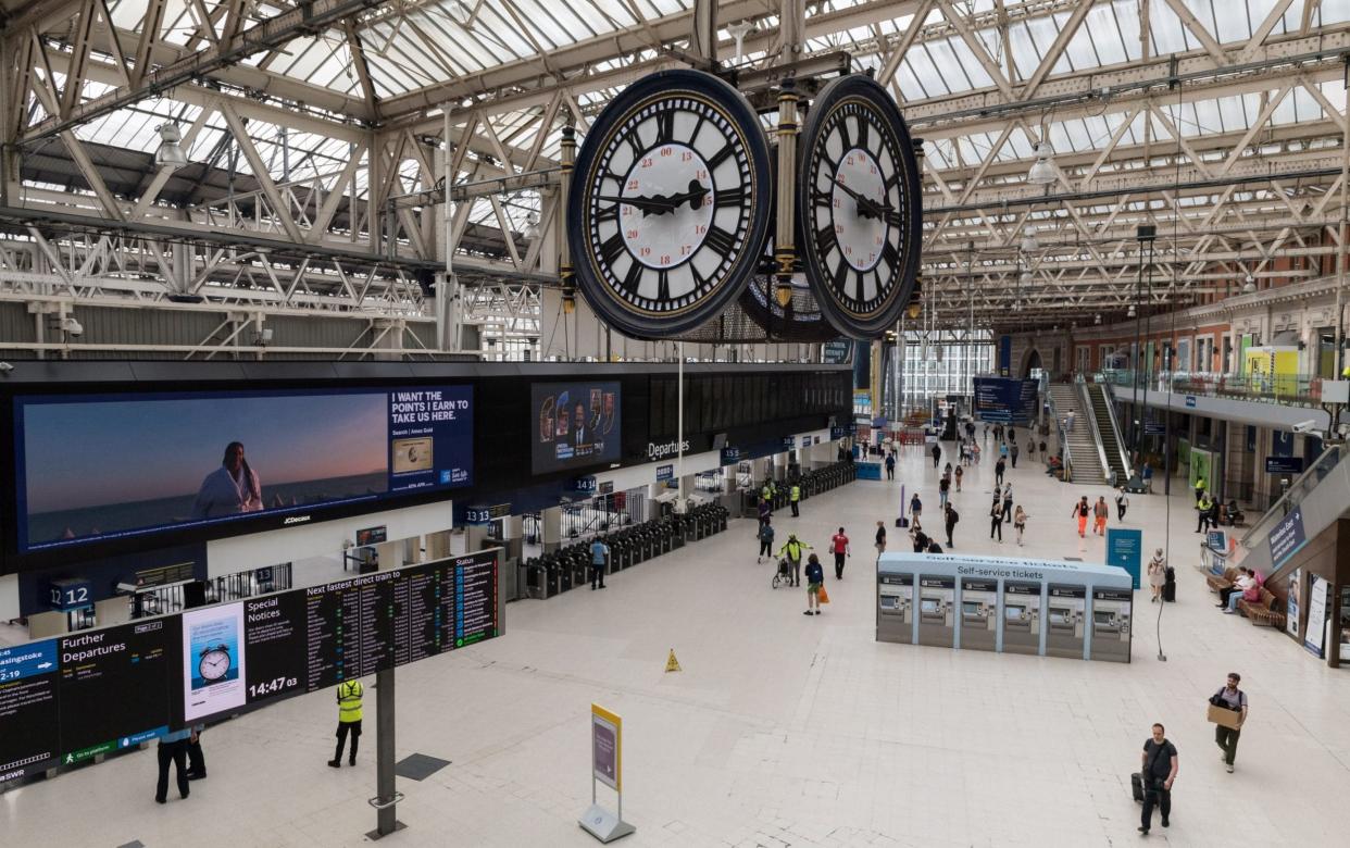 A view of a nearly empty concourse at Waterloo railway station on the second day of the biggest national rail strike in Britain in 30 years in London, United Kingdom on June 23, 2022 - Anadolu Agency