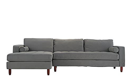 15) Mid-Century Modern Tufted Velvet Sectional