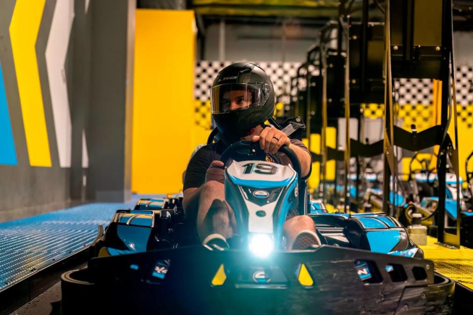 The coming Elev8 Fun center inside Miami International Mall set for early 2025 will feature a go-kart track.