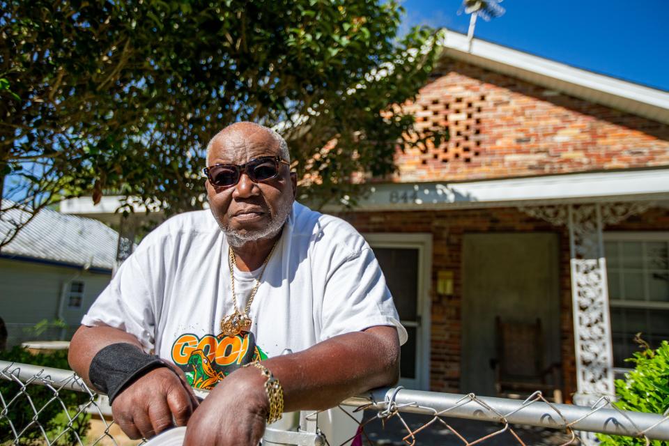 O’Neil “Boss Man” Jackson Jr., 79, stands in front of the home he currently lives in, which happens to also be the home where he was born, in Frenchtown on Thursday, April 4, 2024.