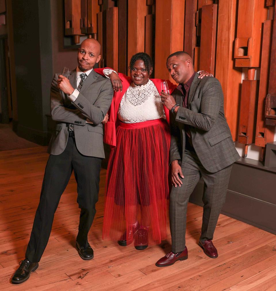 Left to right, Jabari Johnson, Taylor Nelson and Alan Tyson perform in the CATCO Ohio premiere of "...but you could've held my hand."