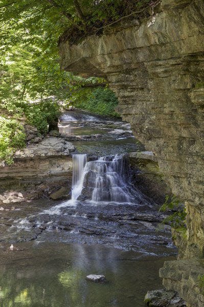 The falls at McCormick’s Creek State Park in Owen County can be seen from one of the trails in the state park near Spencer.