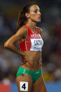 DAEGU, SOUTH KOREA - AUGUST 29: Ivet Lalova of Bulgaria prepares to compete in the women's 100 metres semi finals during day three of the 13th IAAF World Athletics Championships at the Daegu Stadium on August 29, 2011 in Daegu, South Korea. (Photo by Alexander Hassenstein/Bongarts/Getty Images)