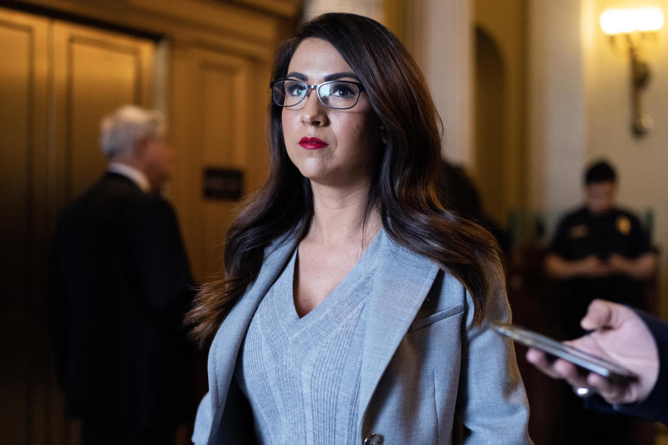 Rep. Lauren Boebert, R-Colo., is seen in the U.S. Capitol after the last votes of the week on Thursday, Dec. 7, 2023. / Credit: Tom Williams/CQ-Roll Call, Inc via Getty Images