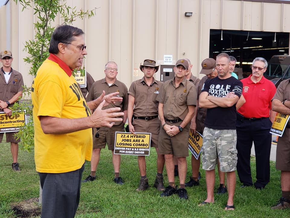 Teamsters Local 89 president Fred Zuckerman urged UPS drivers at a rally Friday morning to reject the proposed national master contract between the shipper and the International Brotherhood of Teamsters.