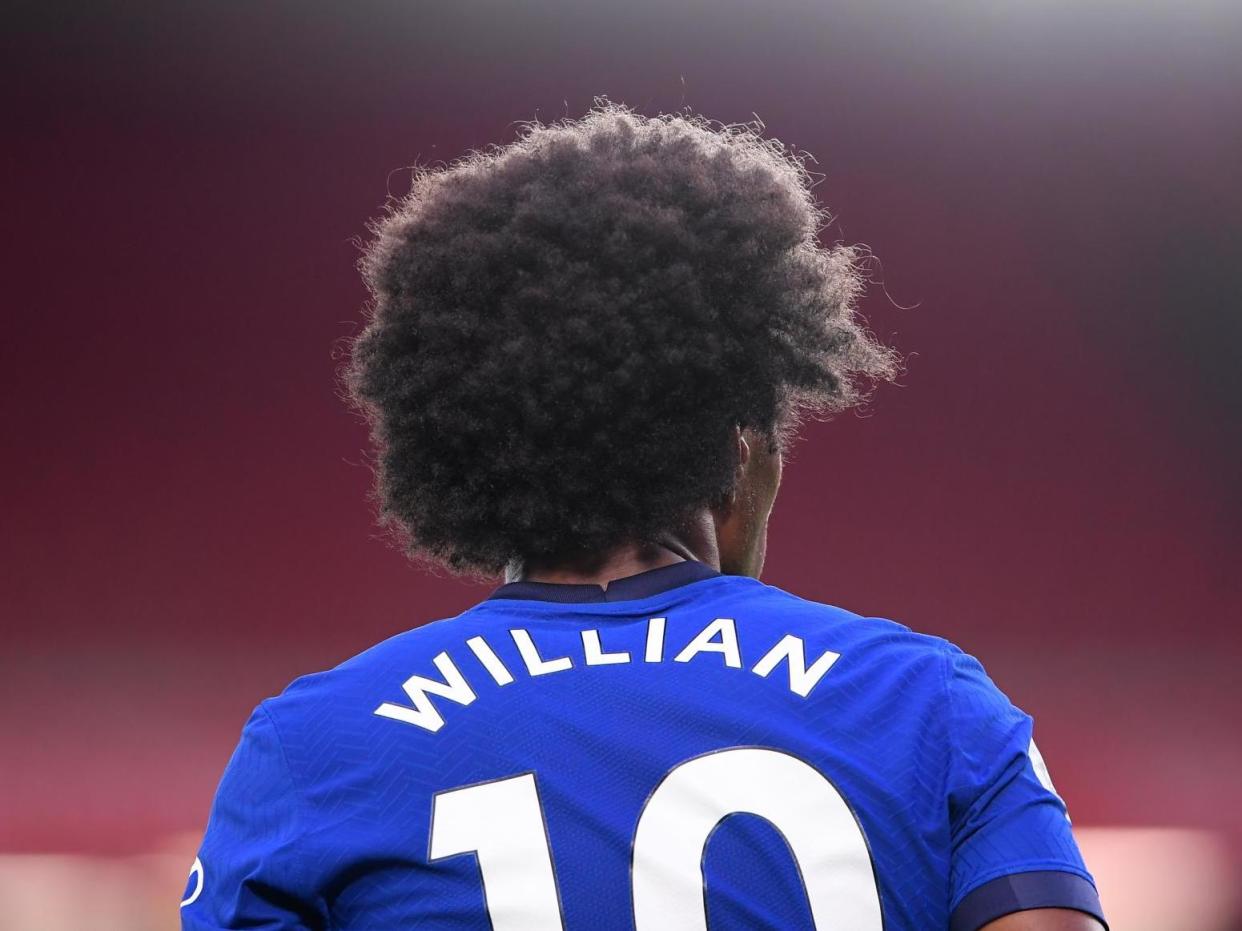 Chelsea midfielder Willian: Pool via REUTERS