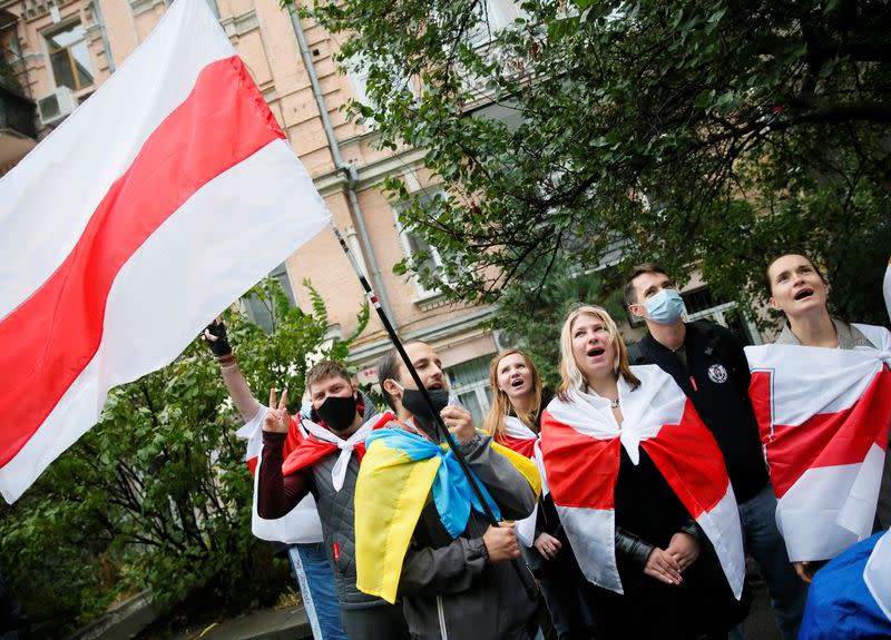 Rally in solidarity with Belarusian opposition supporters in Kyiv