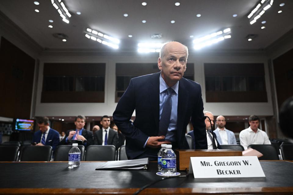 Greg Becker, former CEO of Silicon Valley Bank, arrives to testify before the Senate Banking, Housing, and Urban Affairs Committee during a hearing on the failures of Silicon Valley Bank and Signature Bank, on Capitol Hill in Washington, DC, on May 16, 2023. (Photo by Mandel NGAN / AFP) (Photo by MANDEL NGAN/AFP via Getty Images)