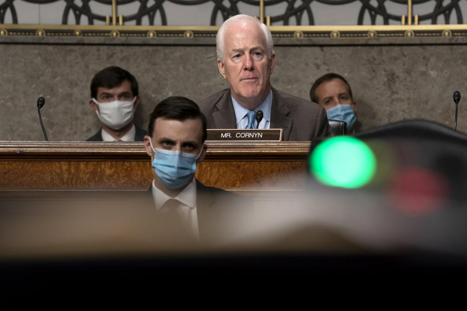 Sen. John Cornyn attended Senate Judiciary Committee hearings on Capitol Hill last week. Two other senators on that committee have since tested positive for the coronavirus. (Photo: ASSOCIATED PRESS)