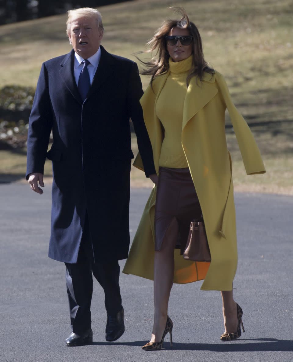 Donald Trump and Melania leaving the White House. Photo: Getty