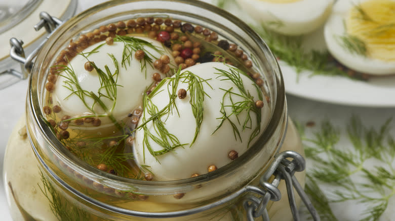 pickled eggs in jar