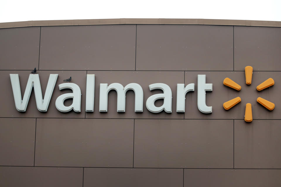 CHICAGO, ILLINOIS - MAY 19: A sign hangs outside of a Walmart store on May 19, 2020 in Chicago, Illinois. Walmart reported a 74% increase in U.S. online sales for the quarter that ended April 30, and a 10% increase in same store sales for the same period as the effects of the coronavirus helped to boost sales. (Photo by Scott Olson/Getty Images)