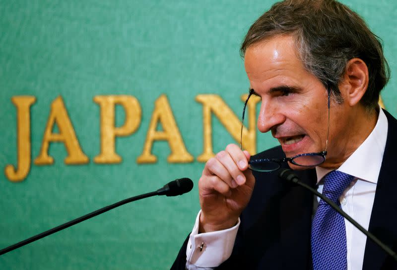 IAEA chief Rafael Grossi attends a news conference in Tokyo