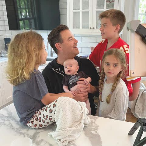 <p>Carson Daly Instagram</p> Carson Daly with his kids, Jackson, Etta, London and Goldie.