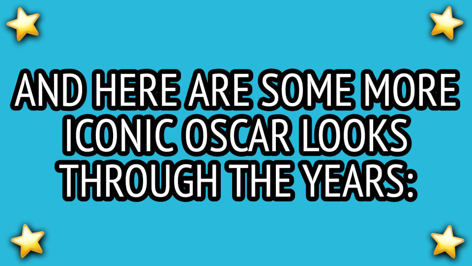 Text box that reads: "And here are some more iconic Oscar looks through the years"