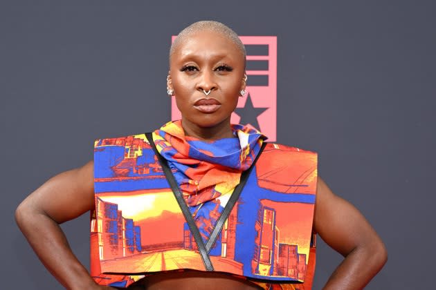 Cynthia Erivo Wears Vibrant Louis Vuitton Cityscape-Print Outfit