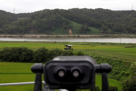 A guard post is seen near the demilitarized zone separating the two Koreas in Paju, South Korea, August 14, 2017. REUTERS/Kim Hong-Ji