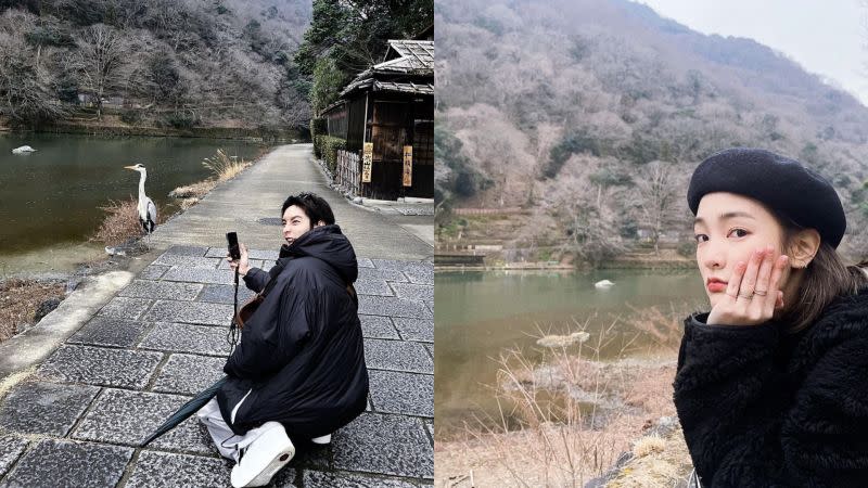 ▲曹佑寧（左）曬出的日本旅遊照，與王淨的照片地點不謀而合，兩人疑似正在京都約會中。（圖／翻攝曹佑寧、王淨Instagram）