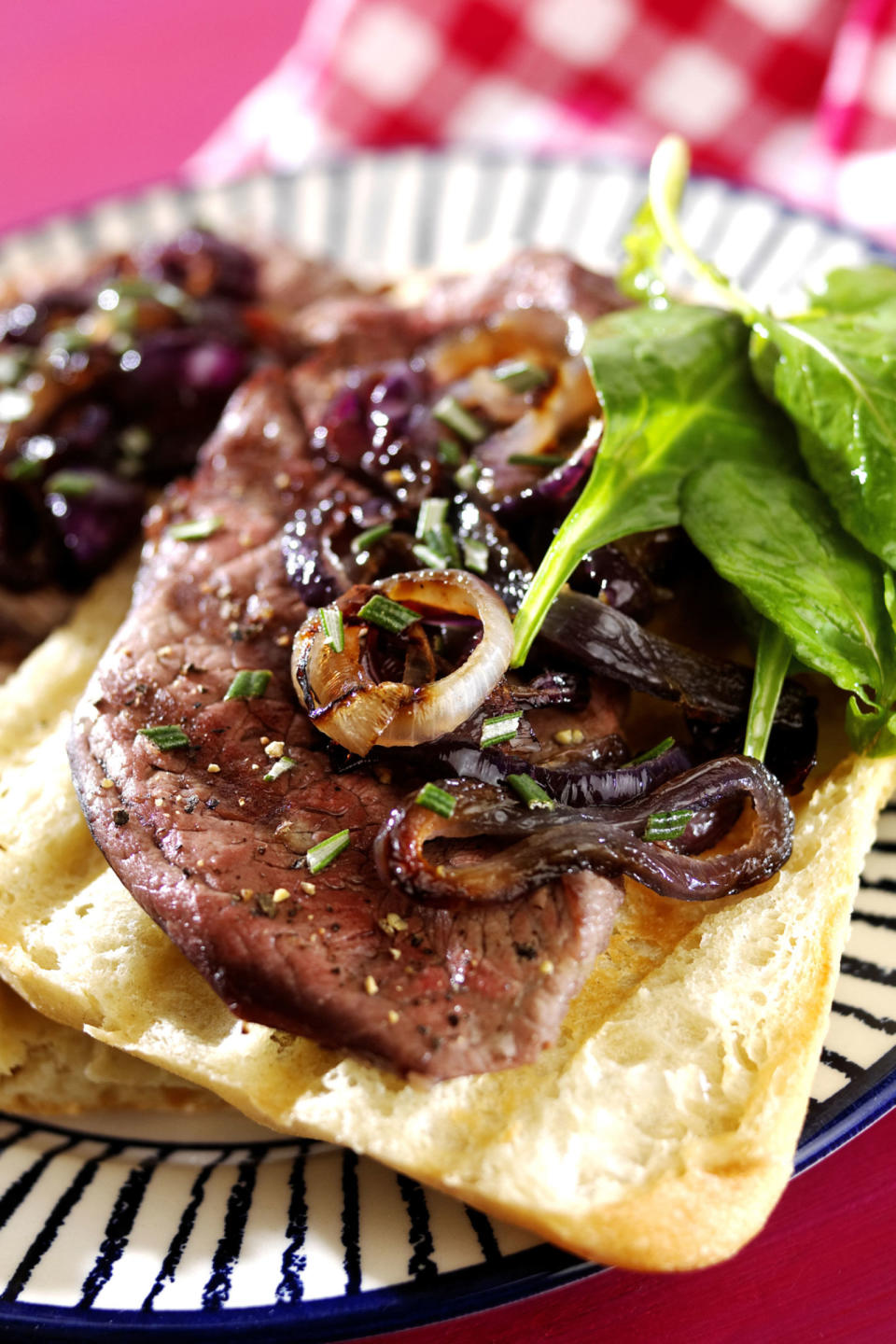 Grilled Steak Sandwich with Blackened Onions